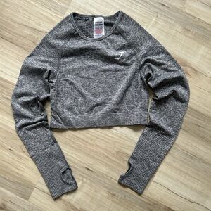 Gymshark Heathered Gray Crop Top long sleeve